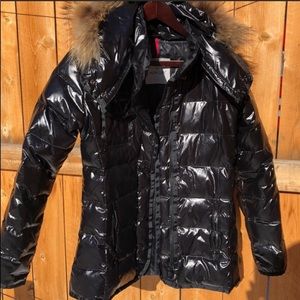 Moncler shiny down jacket 2 with removable hood